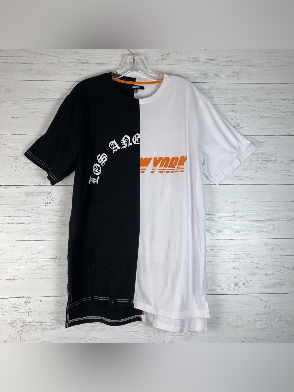 Jackson split panel two tone tshirt "Los Angeles"/New york size L